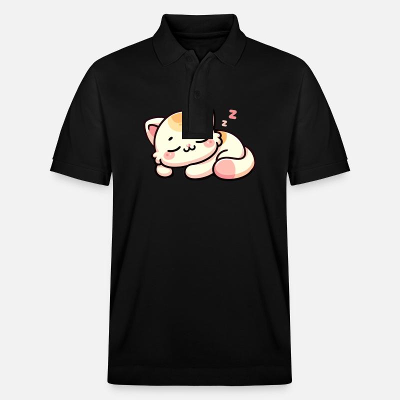 Schlafende Katze - Stanley/Stella Unisex Bio-Poloshirt PREPSTER - Schwarz