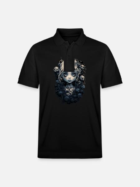 Gothic Girl Halloween Fantasy Dark - Stanley/Stella Unisex Organic Polo Shirt PREPSTER - black
