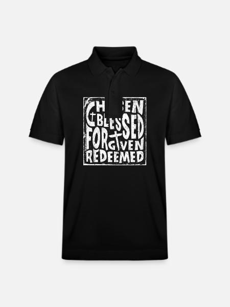 Chosen Forgiven Redeemed - Stanley/Stella Unisex Organic Polo Shirt PREPSTER - black