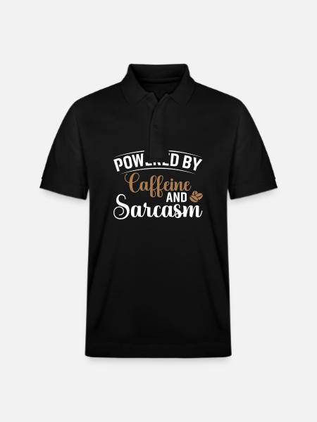 Powered by Caffeine & Sarcasm - Stanley/Stella Unisex Organic Polo Shirt PREPSTER - black