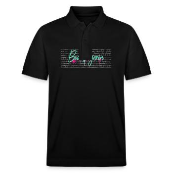 Parkett-Teppich Abschluss-Geschenk Bodenlegerin - Stanley/Stella Unisex Bio-Poloshirt PREPSTER - Schwarz - Vorne - Roxy (174cm) & Andy (188cm)