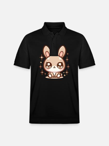 Rabbit Bubble Tea Kawaii - Stanley/Stella Unisex Organic Polo Shirt PREPSTER - black