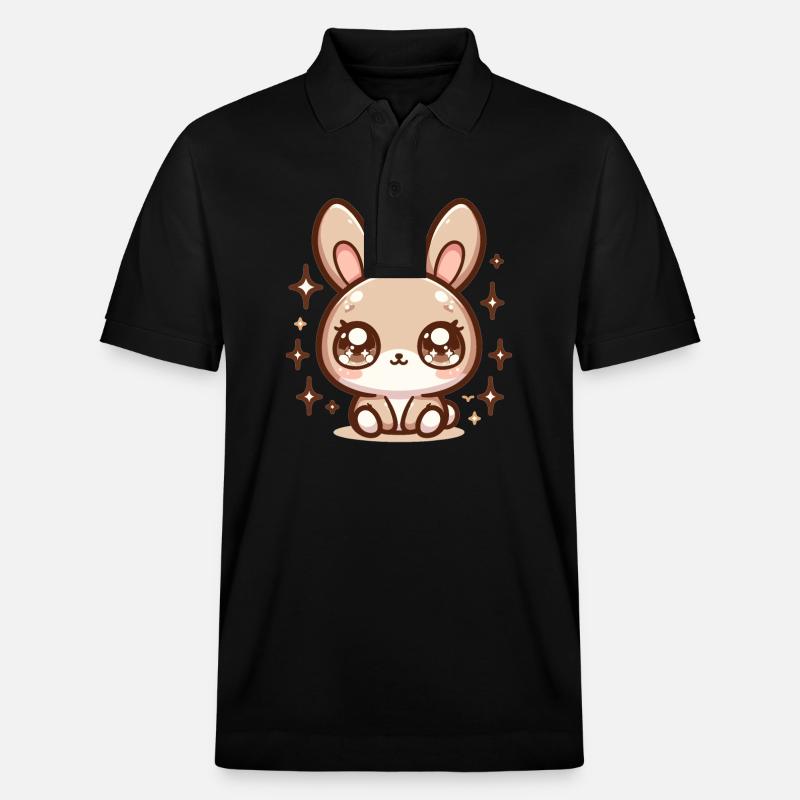 Rabbit Bubble Tea Kawaii - Stanley/Stella Unisex Organic Polo Shirt PREPSTER - black