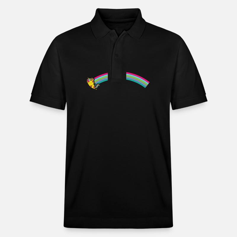 Pizza Einhorn mit Regenbogen - Stanley/Stella Unisex Bio-Poloshirt PREPSTER - Schwarz