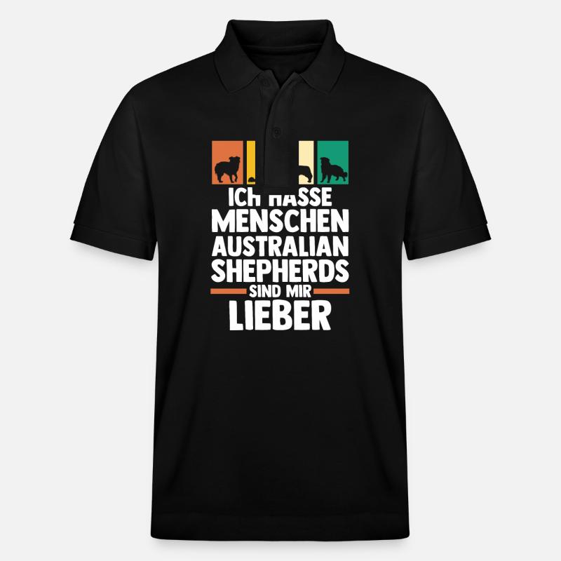 Australian Shepherd Hund Aussie - Stanley/Stella Unisex Bio-Poloshirt PREPSTER - Schwarz