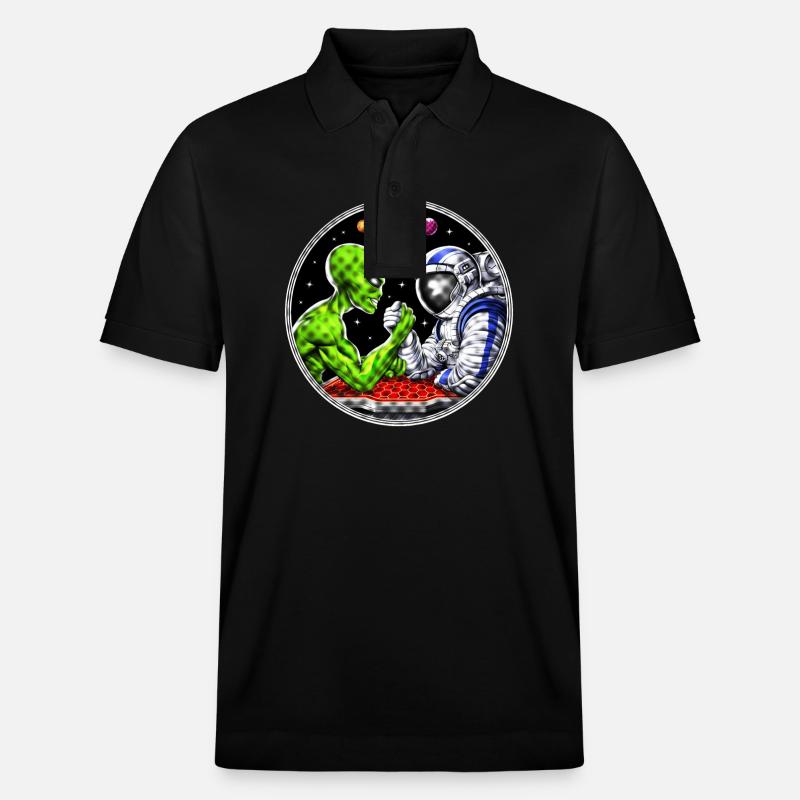 Außerirdischer Astronaut Armdrücken - Stanley/Stella Unisex Bio-Poloshirt PREPSTER - Schwarz
