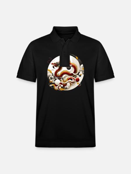 Dragon Chinese Art - Stanley/Stella Unisex Organic Polo Shirt PREPSTER - black