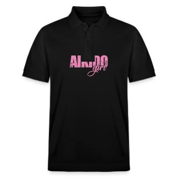 Aikido Girl Kampfkunst Training - Stanley/Stella Unisex Bio-Poloshirt PREPSTER - Schwarz - Vorne - Roxy (174cm) & Andy (188cm)