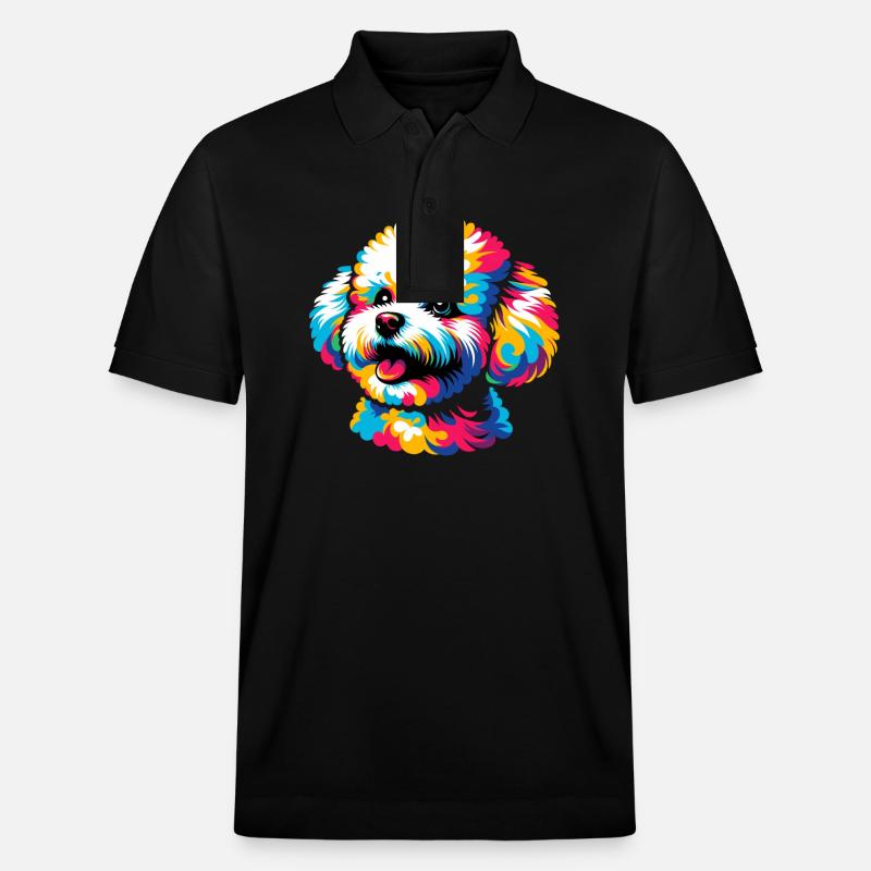 Bichon Frise chien Pop Art - Polo PREPSTER bio Stanley/Stella Unisexe - noir