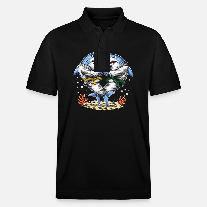 Shark Jiu-Jitsu Ringer - Stanley/Stella Unisex Bio-Poloshirt PREPSTER - Schwarz