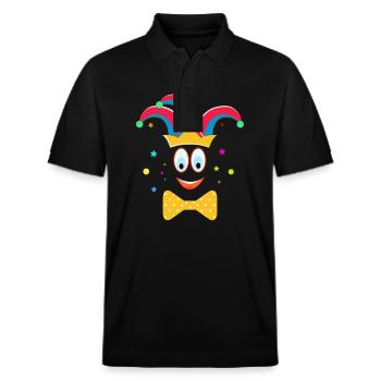 Ein lustiger Clown Karneval mit der Fliege - Stanley/Stella Unisex Bio-Poloshirt PREPSTER - Schwarz - Vorne - Roxy (174cm) & Andy (188cm)