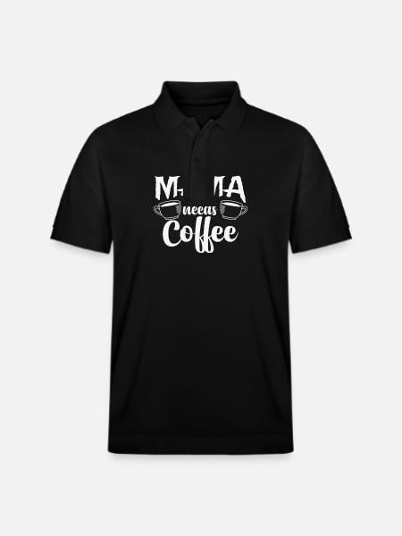 Mama needs Coffee Caffeine Cappuccino - Stanley/Stella Unisex Organic Polo Shirt PREPSTER - black