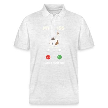Boxerhundbesitzer Idee Lustig - Stanley/Stella Unisex Bio-Poloshirt PREPSTER - Weiß meliert - Vorne - Roxy (174cm) & Andy (188cm)