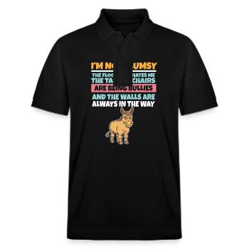 I'm Not Clumsy The Floor Hates Me Foolish Donkey - Stanley/Stella Unisex Organic Polo Shirt PREPSTER - black - Front - Roxy (174cm) & Andy (188cm)