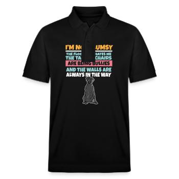 I'm Not Clumsy The Floor Hates Me Foolish Dog - Stanley/Stella Unisex Organic Polo Shirt PREPSTER - black - Front - Roxy (174cm) & Andy (188cm)