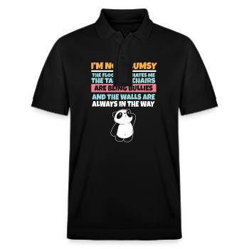 I'm Not Clumsy The Floor Hates Me Foolish Panda - Stanley/Stella Unisex Organic Polo Shirt PREPSTER - black - Front - Roxy (174cm) & Andy (188cm)