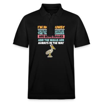 I'm Not Clumsy The Floor Hates Me Foolish Pelican - Stanley/Stella Unisex Organic Polo Shirt PREPSTER - black - Front - Roxy (174cm) & Andy (188cm)