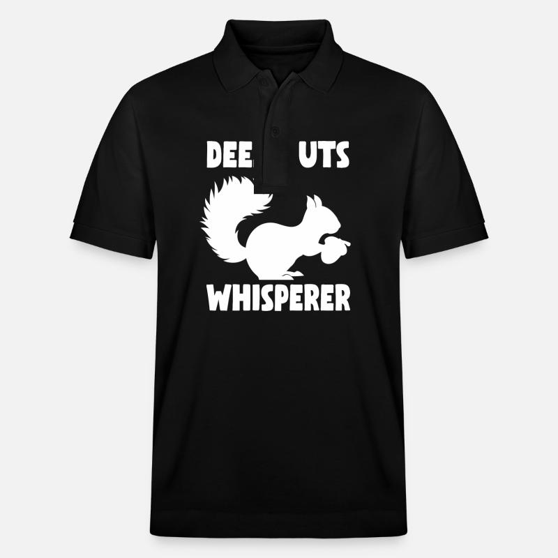 Squirrel Deez Nuts Whisperer - Stanley/Stella Unisex Organic Polo Shirt PREPSTER - black