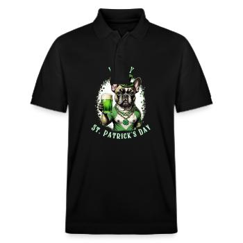 Bouledogue français de la Saint-Patrick I St. Paddy’s - Polo PREPSTER bio Stanley/Stella Unisexe - noir - Devant - Roxy (174cm) & Andy (188cm)