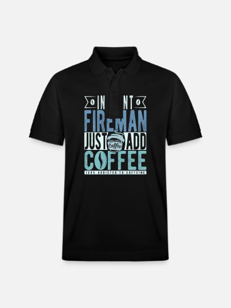 Instant Fireman Just Add Coffee - Stanley/Stella Unisex Organic Polo Shirt PREPSTER - black