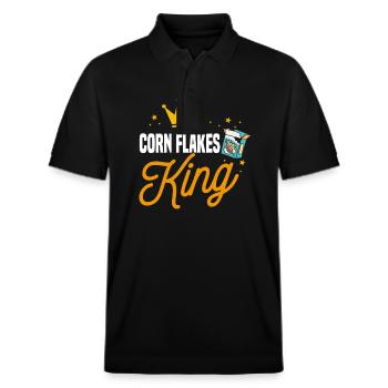 Corn Flakes König - Stanley/Stella Unisex Bio-Poloshirt PREPSTER - Schwarz - Vorne - Roxy (174cm) & Andy (188cm)