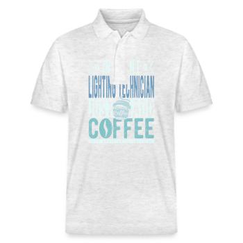 Instant Lighting Technician Just Add Coffee - Stanley/Stella Unisex Organic Polo Shirt PREPSTER - heather white - Front - Roxy (174cm) & Andy (188cm)