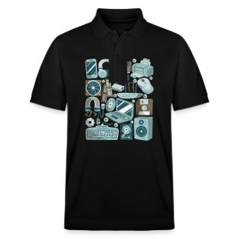 Computer - Stanley/Stella Unisex Bio-Poloshirt PREPSTER - Schwarz - Vorne - Roxy (174cm) & Andy (188cm)