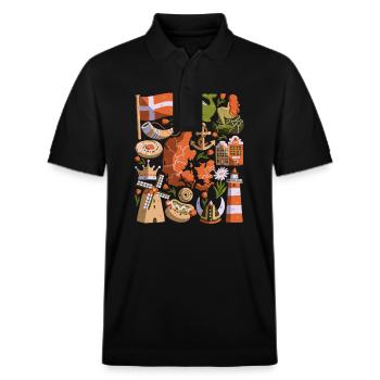 Dänemark - Stanley/Stella Unisex Bio-Poloshirt PREPSTER - Schwarz - Vorne - Roxy (174cm) & Andy (188cm)