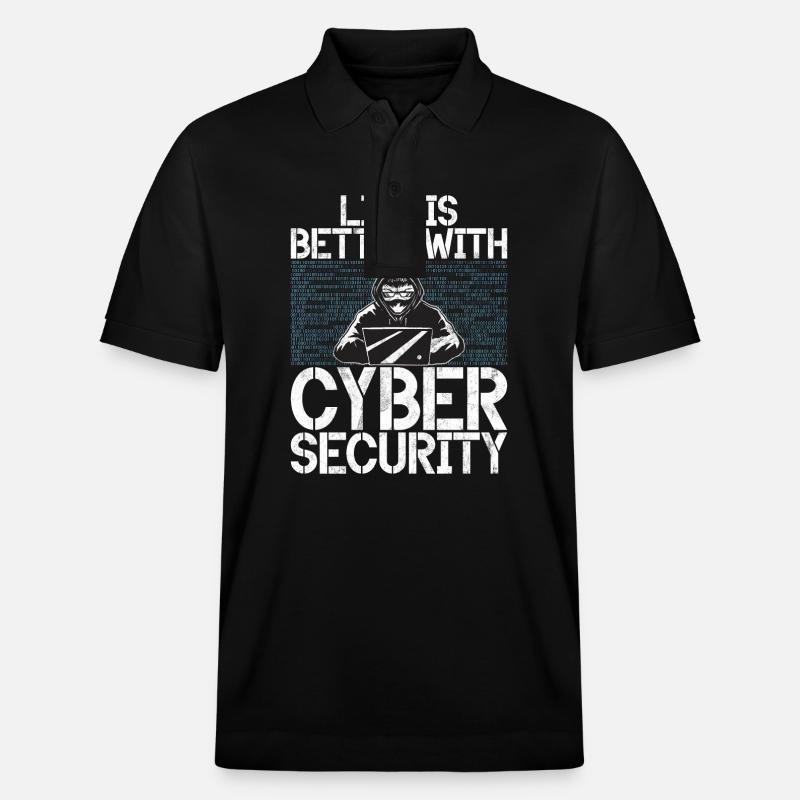 Cyber security hacker hacking - Stanley/Stella Unisex Organic Polo Shirt PREPSTER - black