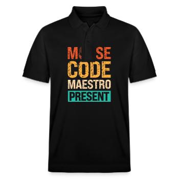 Radio Moderator Vintage Morse Code Experte - Stanley/Stella Unisex Bio-Poloshirt PREPSTER - Schwarz - Vorne - Roxy (174cm) & Andy (188cm)