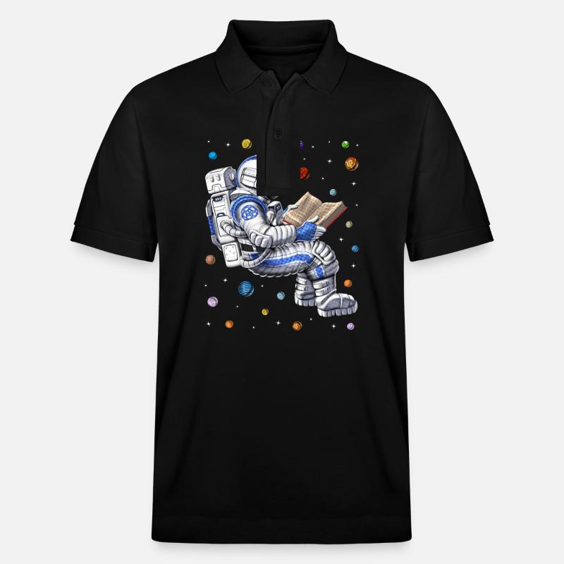 Astronauten-Lesebuch - Stanley/Stella Unisex Bio-Poloshirt PREPSTER - Schwarz