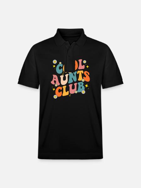 Groovy Retro Hippie 60s 70s Back Print Cool Aunts - Stanley/Stella Unisex Organic Polo Shirt PREPSTER - black