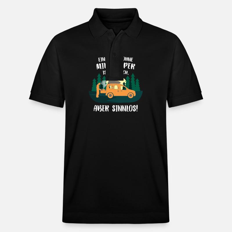 Minicamper SENSELESS Camping-Camper Microcamper - Stanley/Stella Unisex Organic Polo Shirt PREPSTER - black