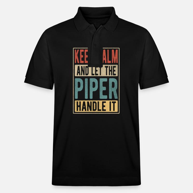 Piper Retro Geschenk - Stanley/Stella Unisex Bio-Poloshirt PREPSTER - Schwarz