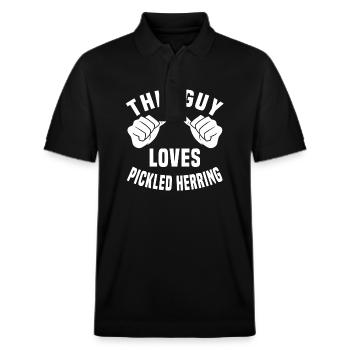 hausgemacDieser Typ Liebt Eingelegten Hering - Stanley/Stella Unisex Bio-Poloshirt PREPSTER - Schwarz - Vorne - Roxy (174cm) & Andy (188cm)