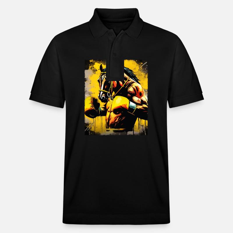 Pferd Boxer Kämpfer - Stanley/Stella Unisex Bio-Poloshirt PREPSTER - Schwarz