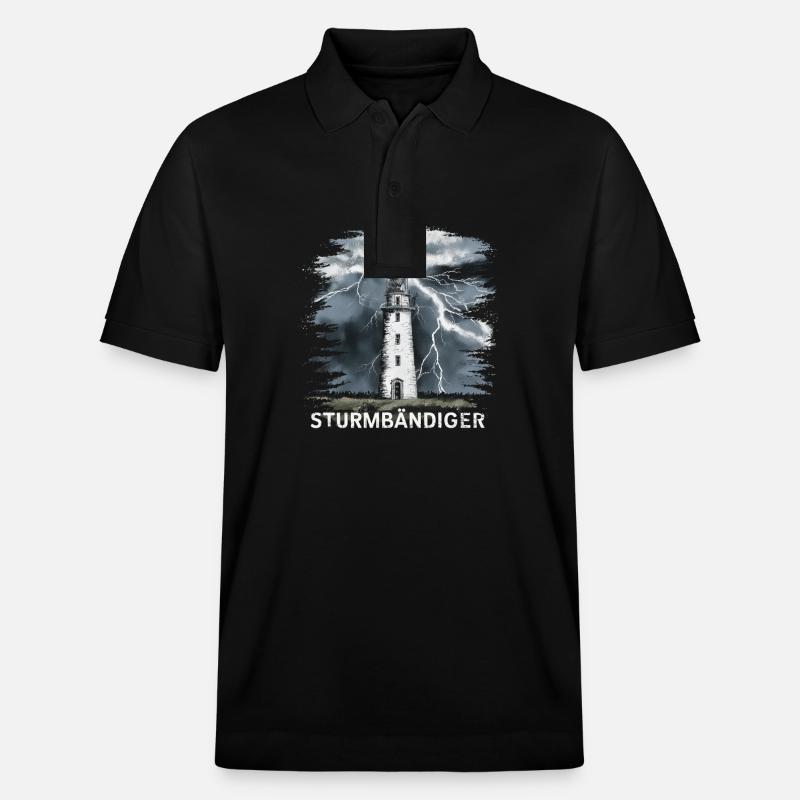 Sturmbändiger Leuchtturm Gewitter Kraftvoll - Stanley/Stella Unisex Bio-Poloshirt PREPSTER - Schwarz