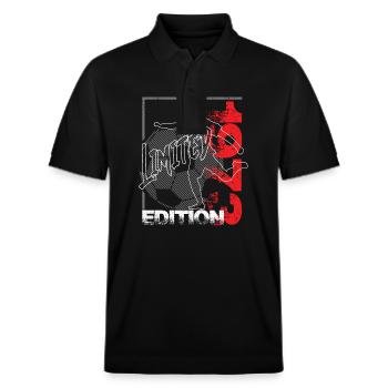 Limited Edition 1973 Limited Edition Fußball - Stanley/Stella Unisex Bio-Poloshirt PREPSTER - Schwarz - Vorne - Roxy (174cm) & Andy (188cm)