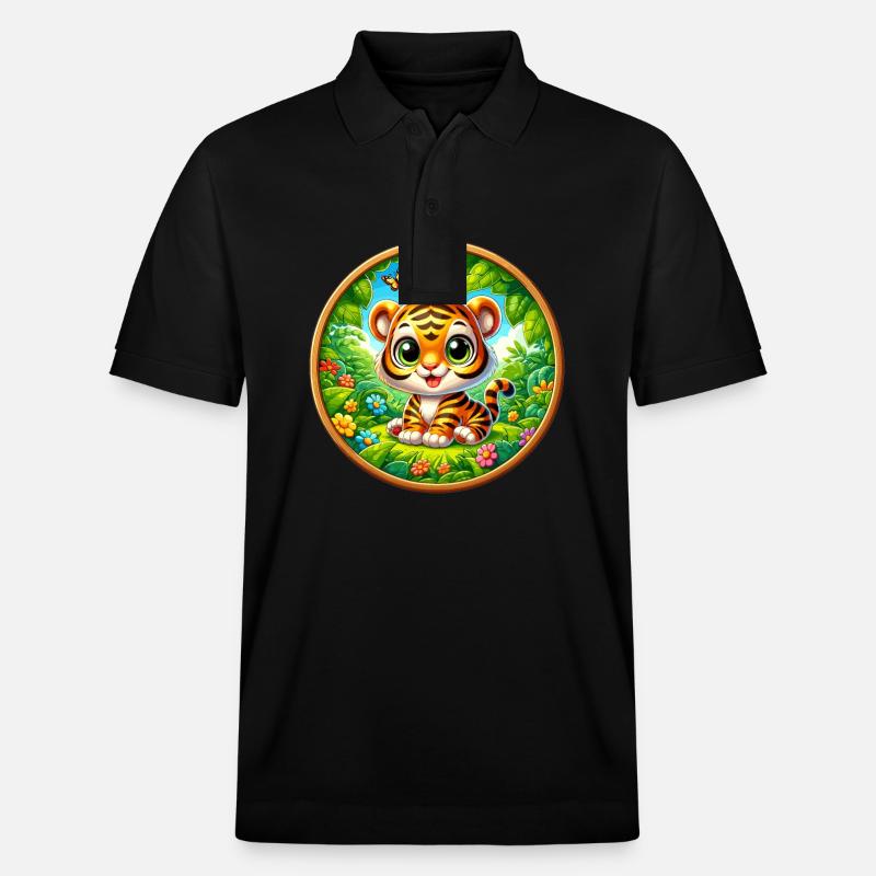Tigre, Bébé Tigre - Polo PREPSTER bio Stanley/Stella Unisexe - noir