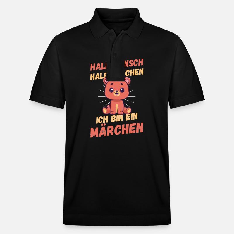 Half Human, Half Bear - Stanley/Stella Unisex Organic Polo Shirt PREPSTER - black