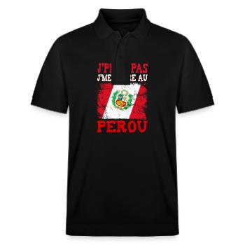 I can't get stuck in Peru - Stanley/Stella Unisex Organic Polo Shirt PREPSTER - black - Front - Roxy (174cm) & Andy (188cm)