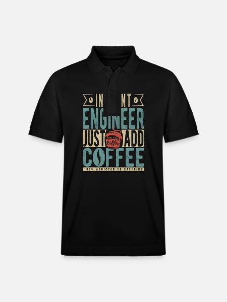 Instant Engineer Just Add Coffee - Stanley/Stella Unisex Organic Polo Shirt PREPSTER - black