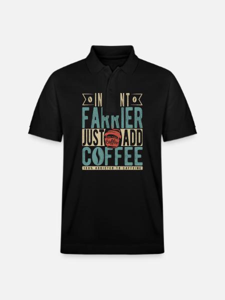 Instant Farrier Just Add Coffee - Stanley/Stella Unisex Organic Polo Shirt PREPSTER - black