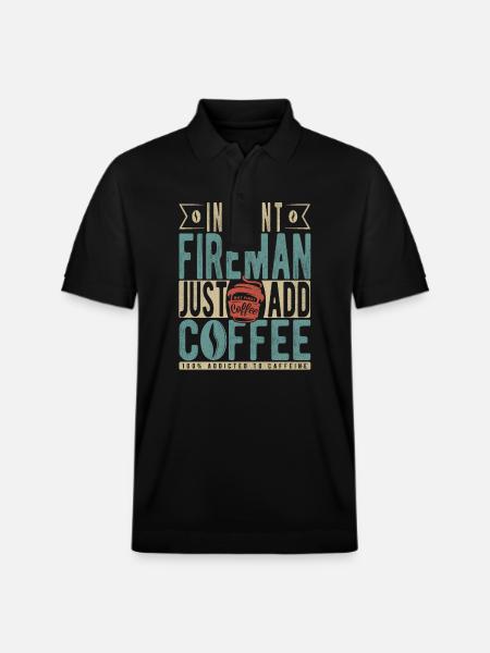 Instant Fireman Just Add Coffee - Stanley/Stella Unisex Organic Polo Shirt PREPSTER - black