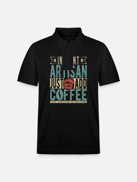 Instant Artisan Just Add Coffee - Stanley/Stella Unisex Organic Polo Shirt PREPSTER - black