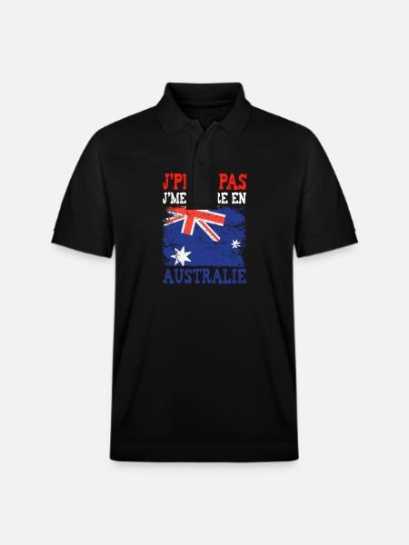 I can't I'm in Australia - Stanley/Stella Unisex Organic Polo Shirt PREPSTER - black