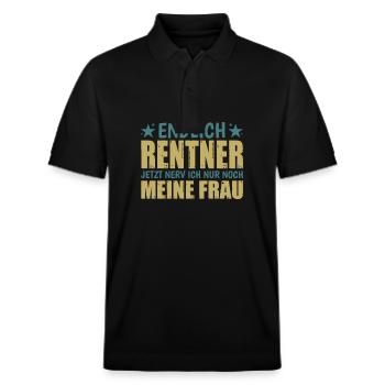 Finally retired now I'm just annoying my wife - Stanley/Stella Unisex Organic Polo Shirt PREPSTER - black - Front - Roxy (174cm) & Andy (188cm)