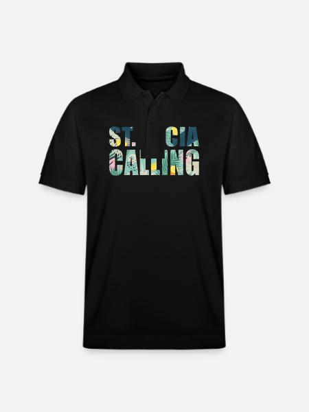 St Lucia Souvenir Vacation - Stanley/Stella Unisex Organic Polo Shirt PREPSTER - black