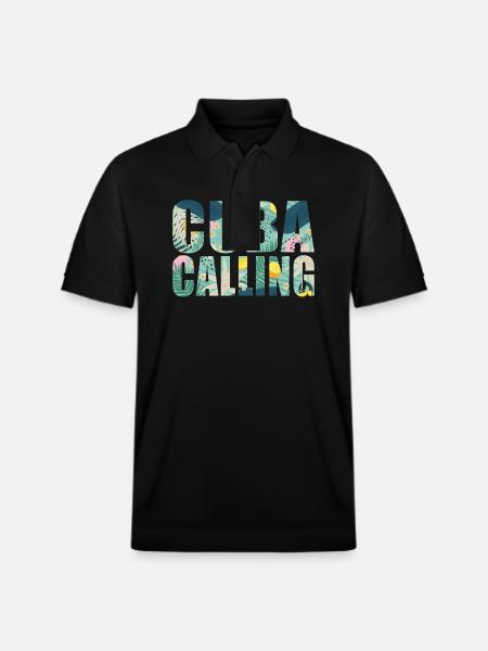 Cuba Souvenir Vacation Cuba Calling - Stanley/Stella Unisex Organic Polo Shirt PREPSTER - black