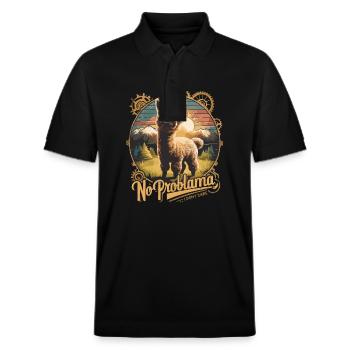 No problama , i don care - Stanley/Stella Unisex Bio-Poloshirt PREPSTER - Schwarz - Vorne - Roxy (174cm) & Andy (188cm)